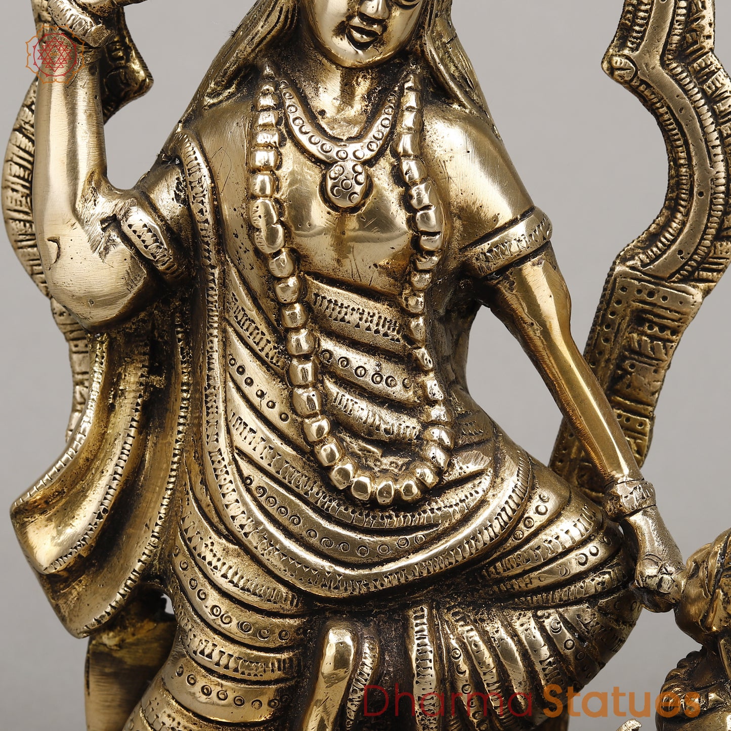 Brass Bagalamukhi Devi, Fine Golden Finish, 13.5"
