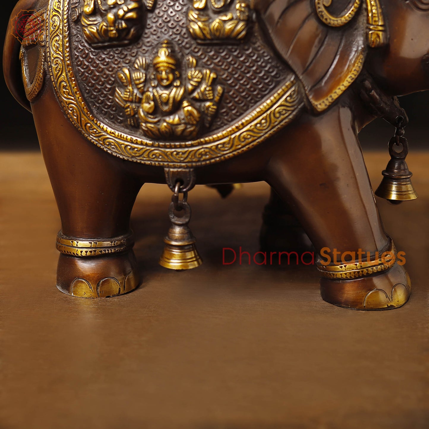 Brass Lakshmi Statue, Ashtalakshmi Ensemble, Bronze and Golden Finish 15"