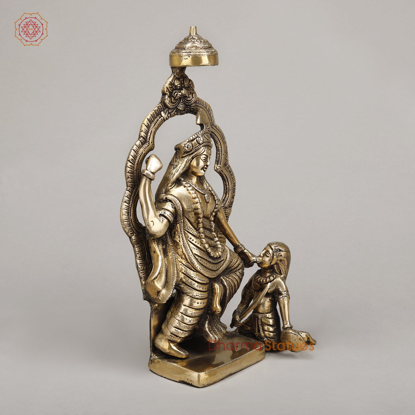 Brass Bagalamukhi Devi, Fine Golden Finish, 13.5"