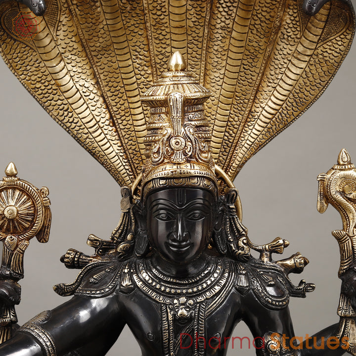 Brass Vishnu seated (Maha Abhishekam Posture) Royal Black Finish 30" Specially crafted masterpiece, created with 100 hours of perfection.