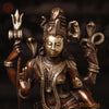 Brass Ardhanarishwar Statue, Divine Luminescence, Copper Finish in Golden Accent, 17.5"