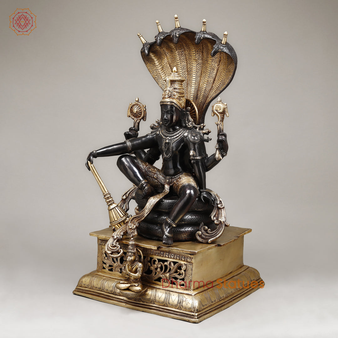 Brass Vishnu seated (Maha Abhishekam Posture) Royal Black Finish 30" Specially crafted masterpiece, created with 100 hours of perfection.