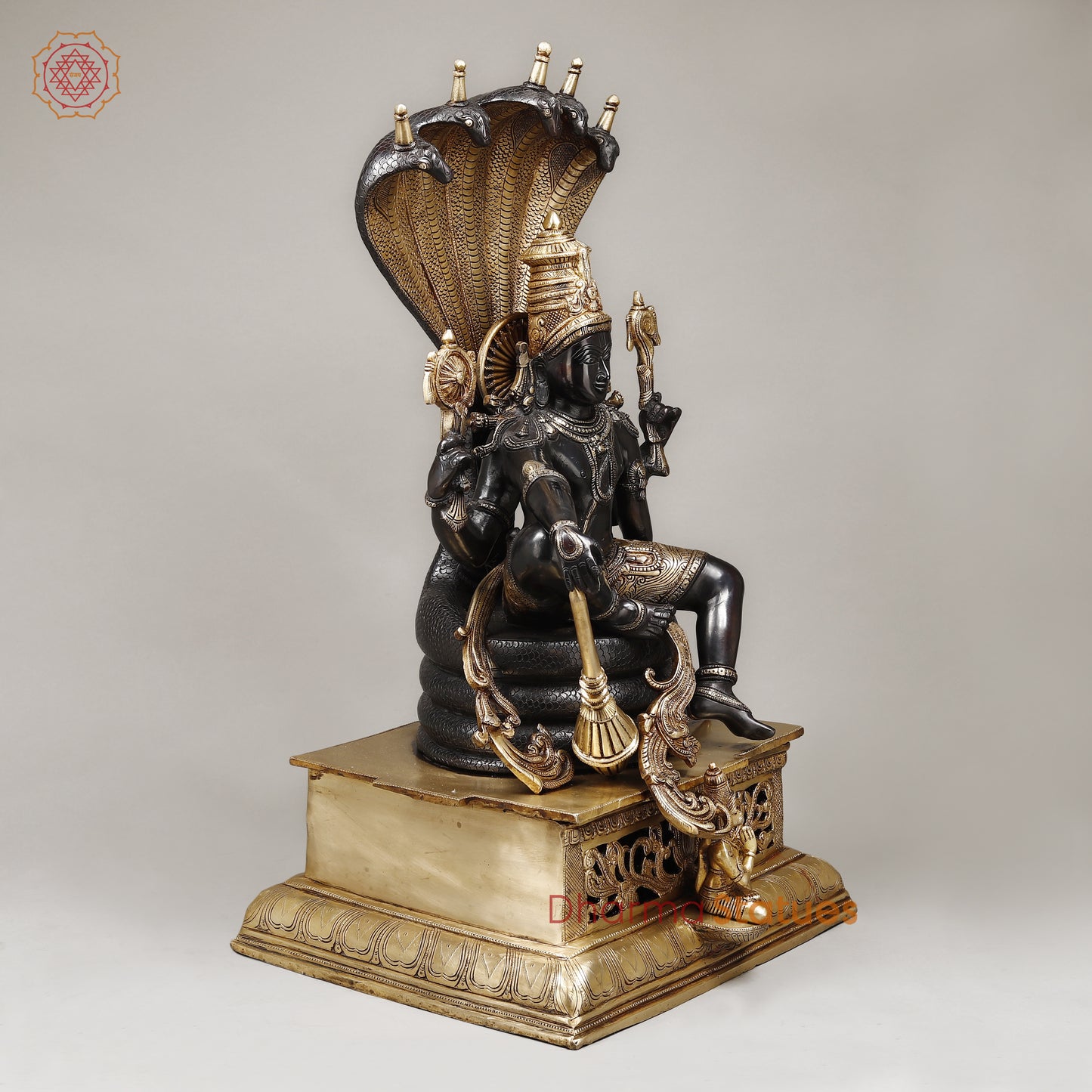 Brass Vishnu seated (Maha Abhishekam Posture) Royal Black Finish 30" Specially crafted masterpiece, created with 100 hours of perfection.
