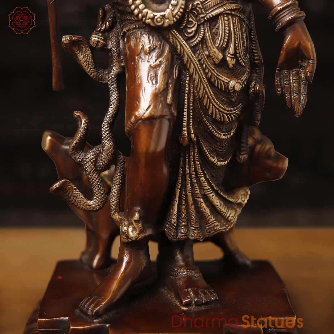 Brass Ardhanarishwar Statue, Divine Luminescence, Copper Finish in Golden Accent, 17.5"