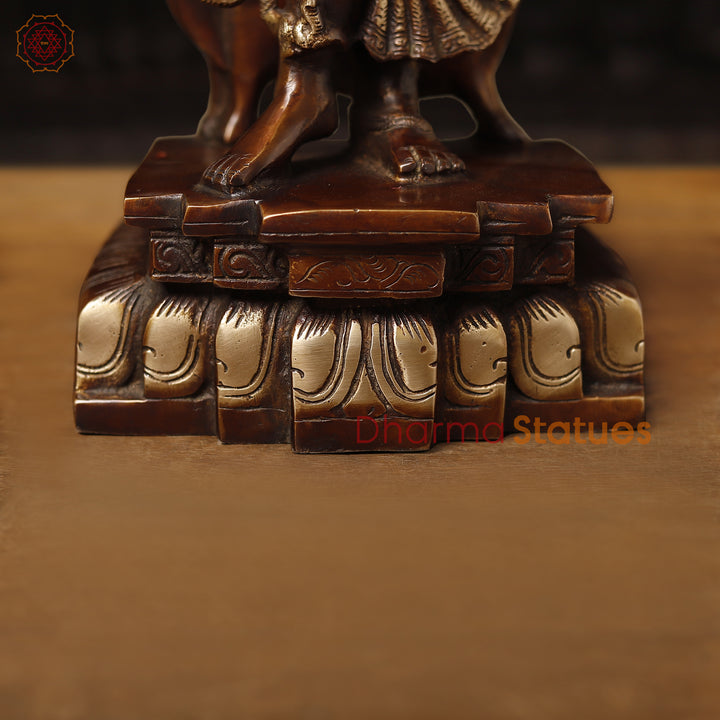 Brass Ardhanarishwar Statue, Divine Luminescence, Copper Finish in Golden Accent, 17.5"