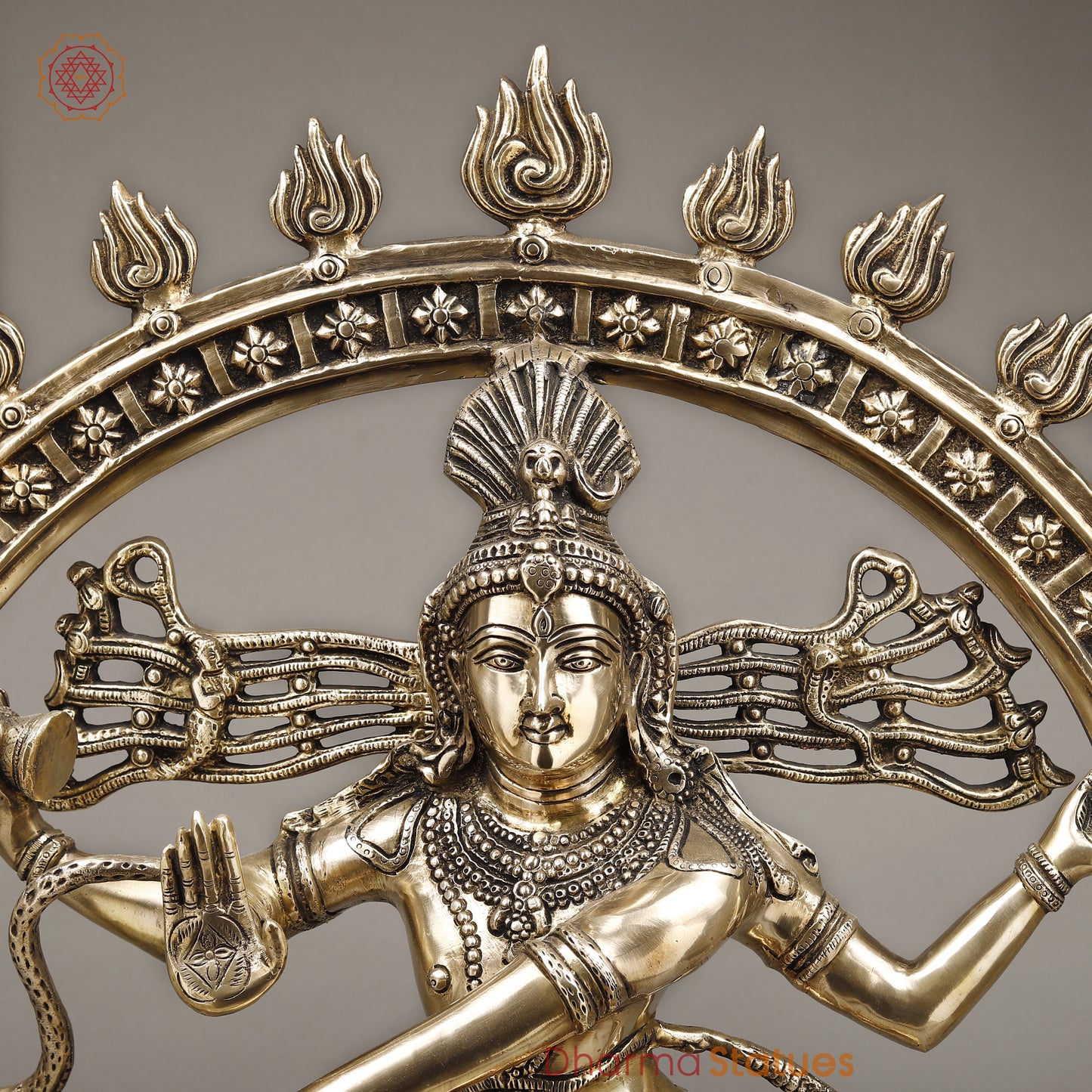 Brass Natraj Idol, Dancing Lord Shiva, Golden Finish 33"