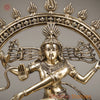 Brass Natraj Idol, Dancing Lord Shiva, Golden Finish 33"