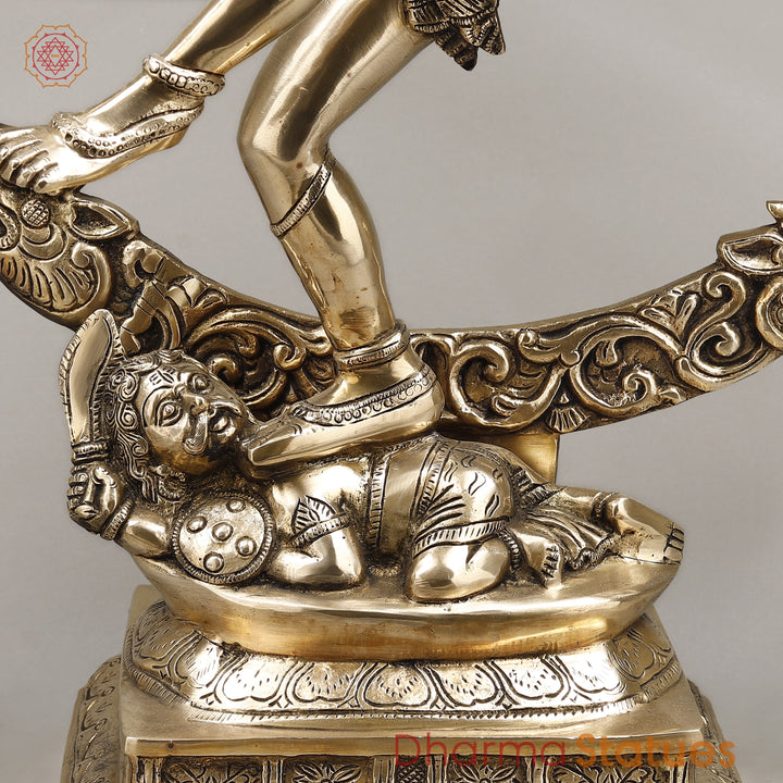 Brass Natraj Idol, Dancing Lord Shiva, Golden Finish 33"