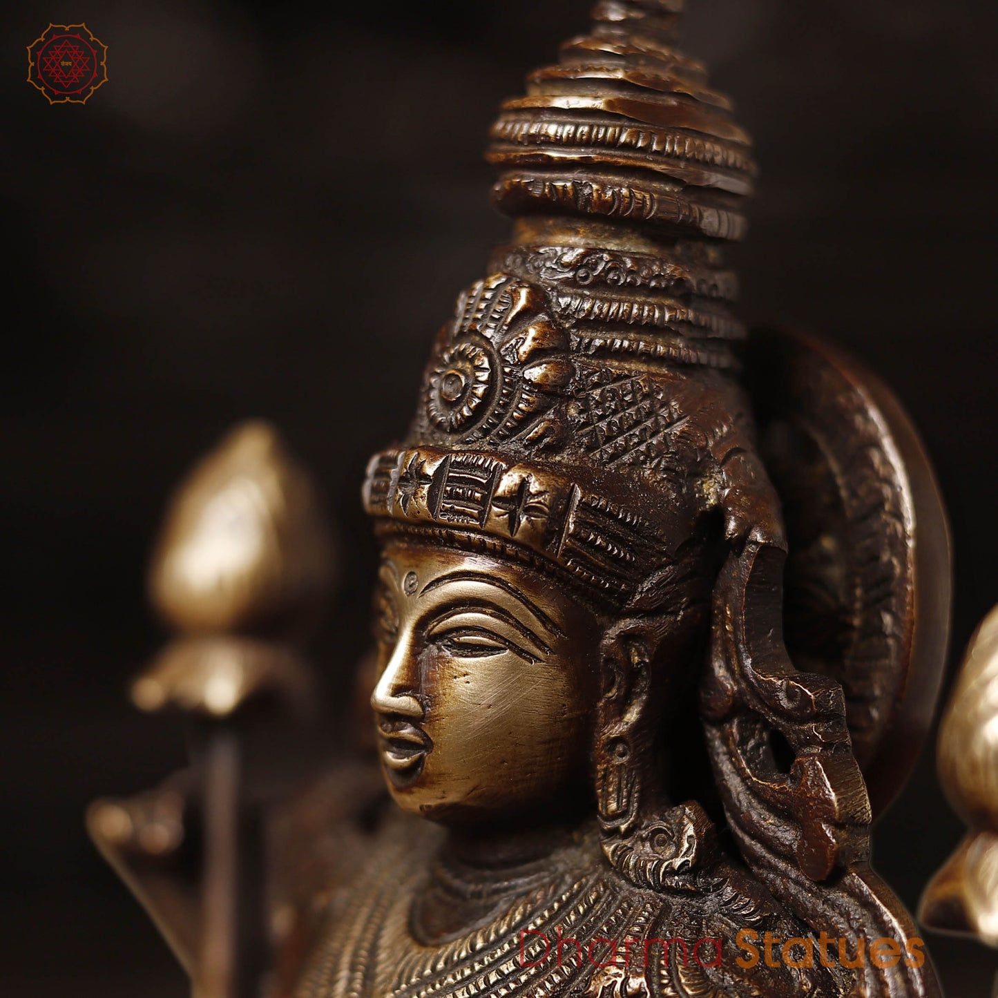 Brass Lakshmi Idol, Radiant Wealth Embodiment, Gold and Copper Finish. 12.5"