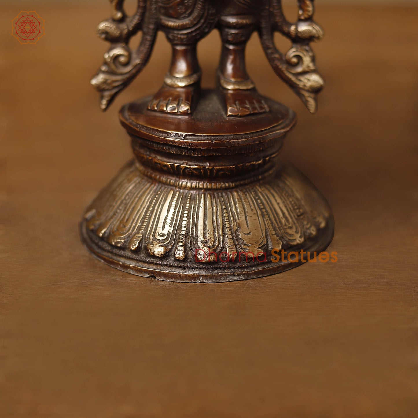 Brass Lakshmi Idol, Radiant Wealth Embodiment, Gold and Copper Finish. 12.5"