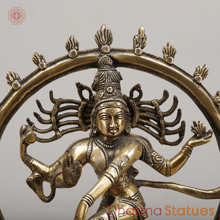 Brass Natraj Idol, Dancing Lord Shiva, Smooth Finish 15"