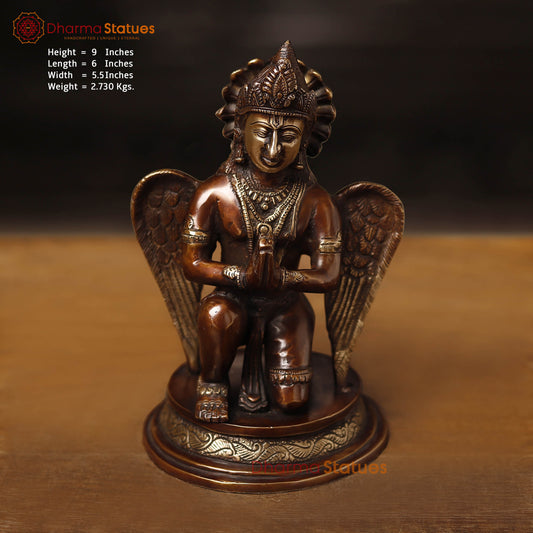 Brass Garuda Seated, Copper Finish 9"