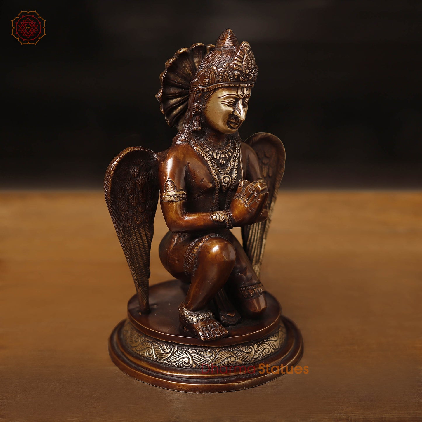 Brass Garuda Seated, Copper Finish 9"