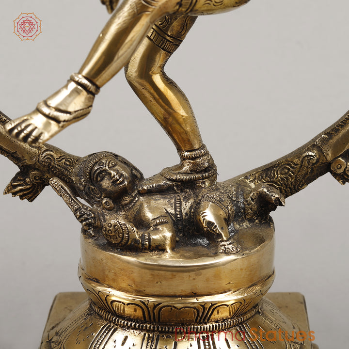 Brass Natraj Idol, Dancing Lord Shiva, Smooth Finish 15"