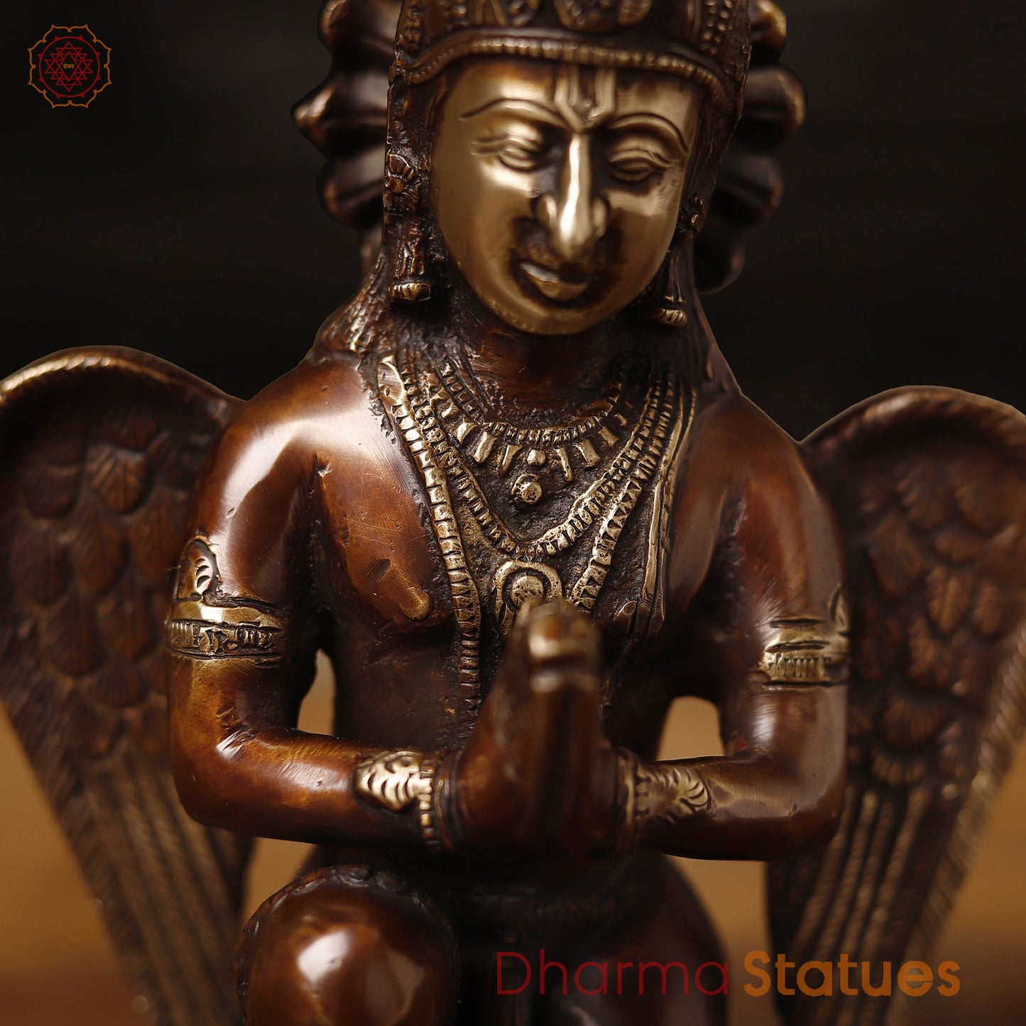 Brass Garuda Seated, Copper Finish 9"