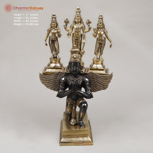 Brass Garuda Vahan, Smooth Finish & Black Patina, 17"