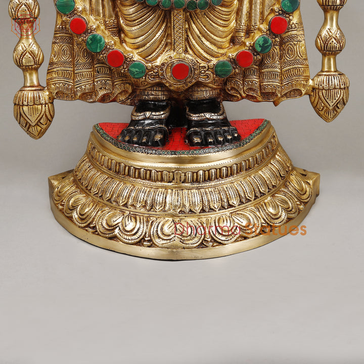 Brass Tirupati Balaji (Venkateshvara), Black finish with Stone Work, 46" Crafted With 100 Hours of Workmanship.