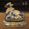 Brass Nandi Idol, The Eternal Protector, Black Patina with Golden Hues 10"