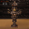 Brass Deep Lakshmi Idol- Holding 8 diyas (lamps), Bronze & golden Finish 15" Front View