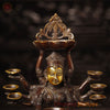 Brass Deep Lakshmi Idol- Holding 8 diyas (lamps), Bronze & golden Finish 15"