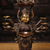 Brass Deep Lakshmi Idol- Holding 8 diyas (lamps), Bronze & golden Finish 15"