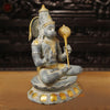 Brass Hanuman Idol, Sitting on a Lotus, White Patina Finish 16"