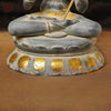 Brass Hanuman Idol, Sitting on a Lotus, White Patina Finish 16"