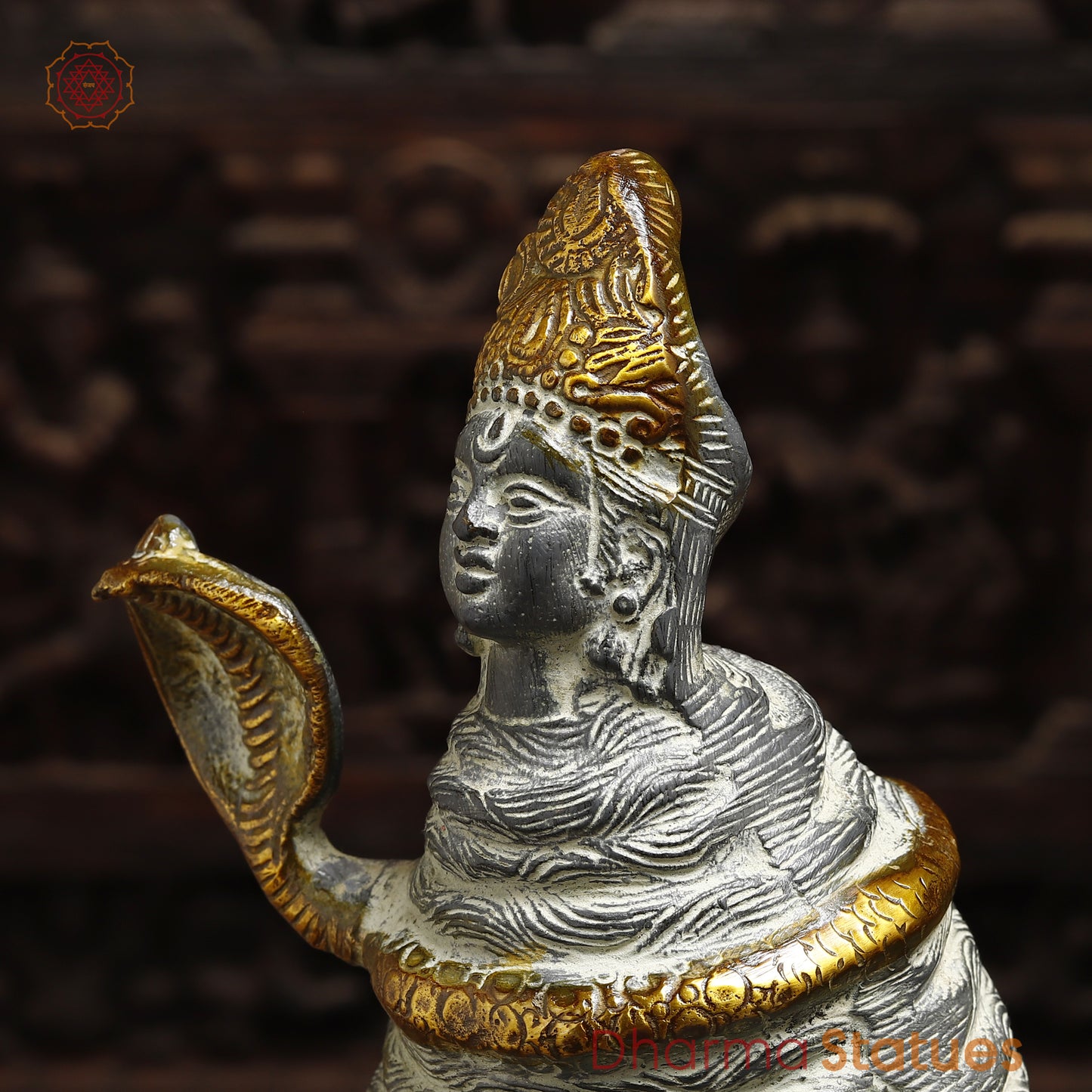 Brass Shiva Head, Grey Color with Golden Finish, 13"