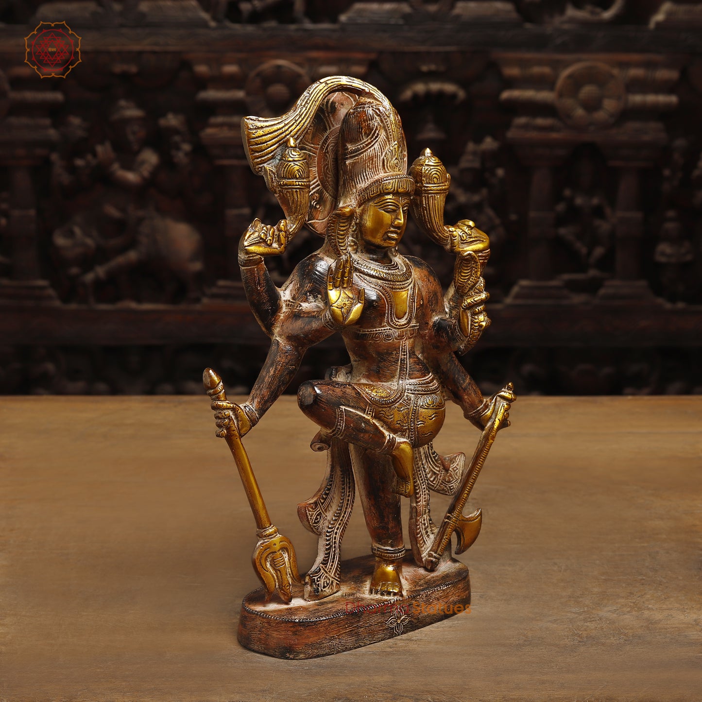Brass Dancing Shiva, Golden Finish, 12"