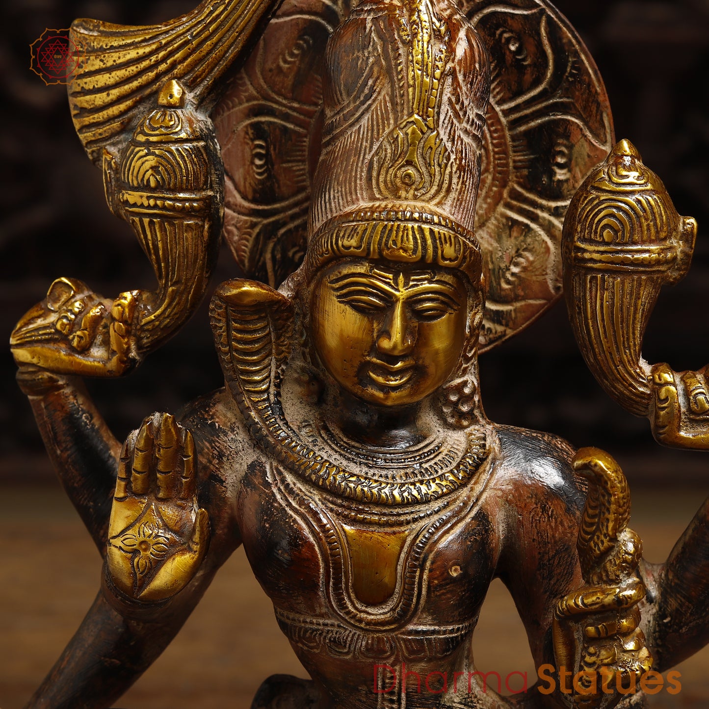 Brass Dancing Shiva, Golden Finish, 12"