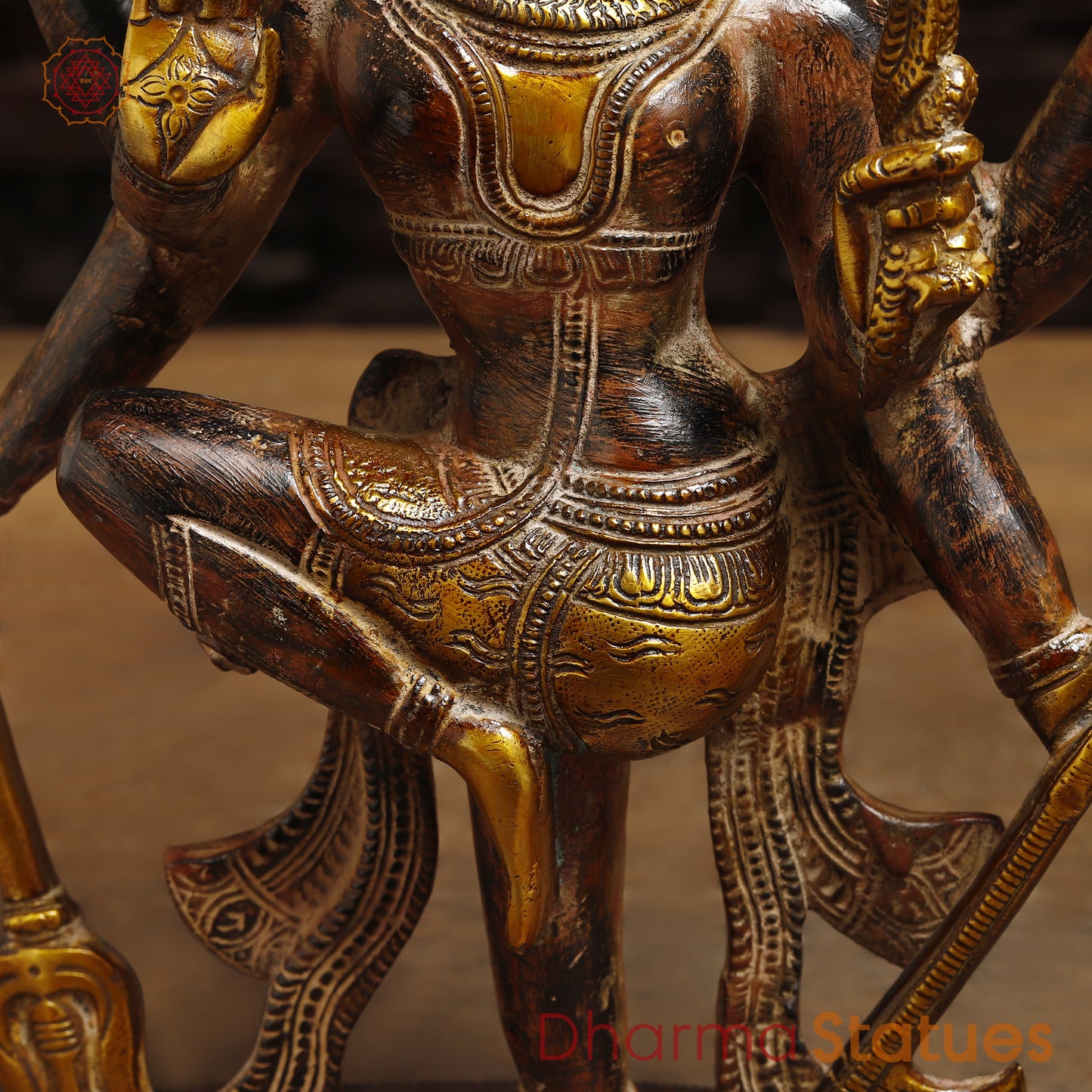 Brass Dancing Shiva, Golden Finish, 12"