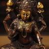 Brass Lakshmi Statue, Sitting on a Pedestal, Copper & Gold Finish 8"