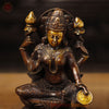 Brass Lakshmi Statue, Sitting on a Pedestal, Copper & Gold Finish 8"