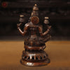 Brass Lakshmi Idol, Sitting on a Lotus Pedastal, Copper Gold Finish, 12"