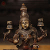 Brass Lakshmi Idol, Sitting on a Lotus Pedastal, Copper Gold Finish, 12"