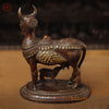 Brass Kamdhenu Cow Idol, Handcrafted Fine Golden with Copper Finish 9"