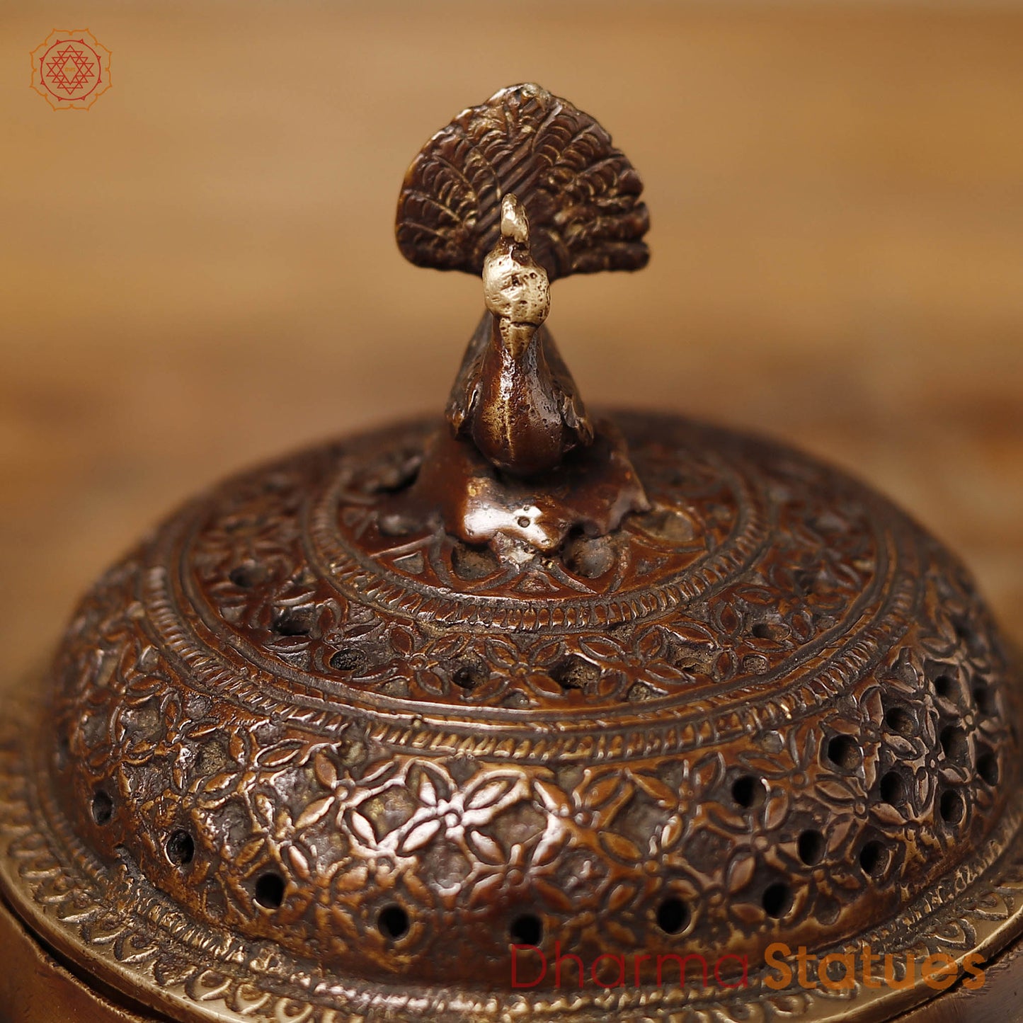 Brass Tortoise Inscense Burner, Antique Gold Finish 5"