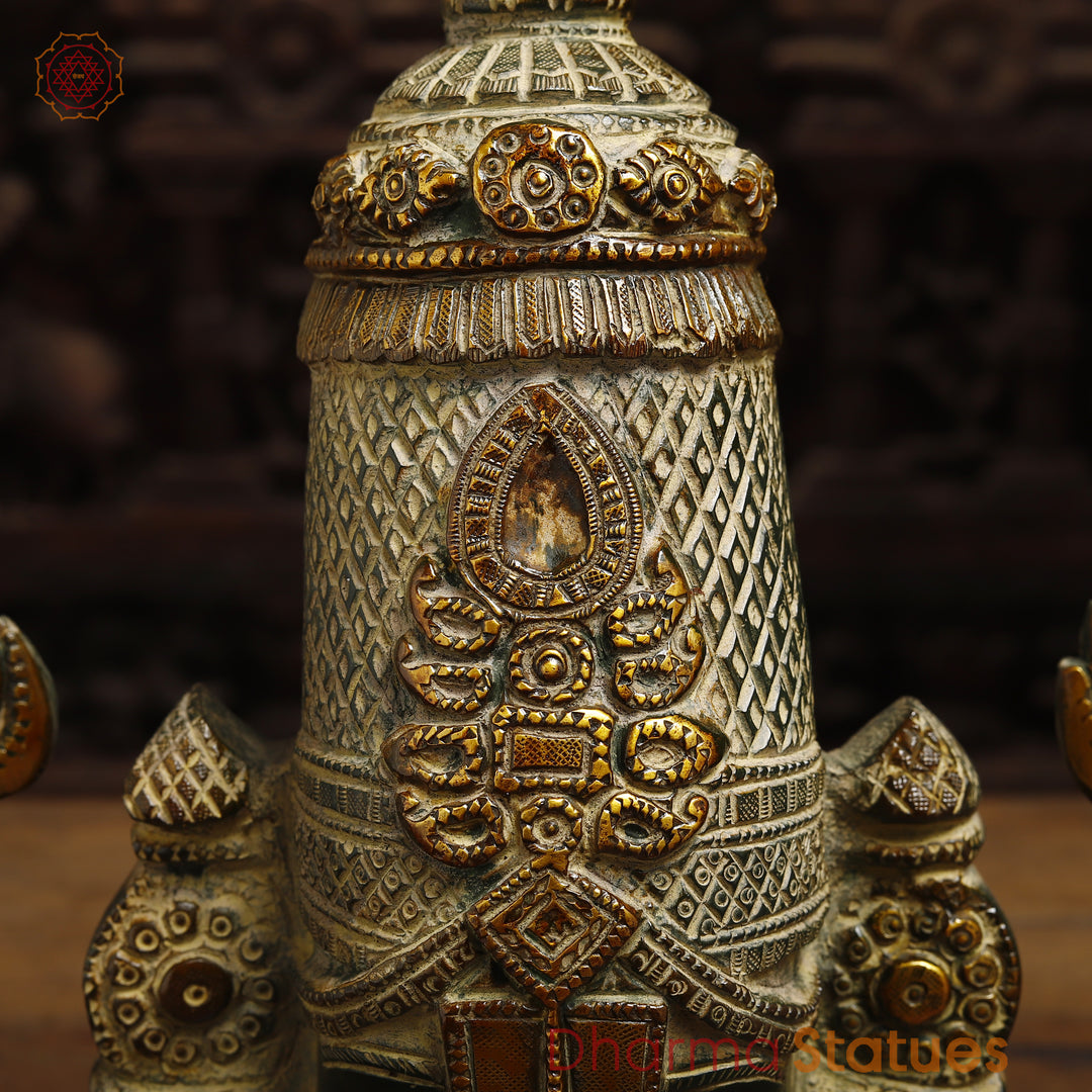 Brass Tirupati Balaji, Natural Patina & Golden Finish, 12"