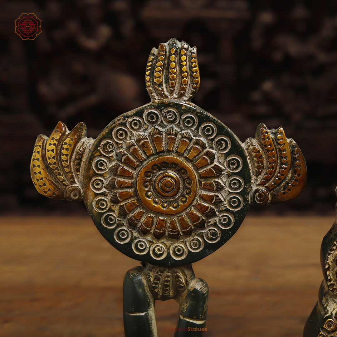 Brass Tirupati Balaji, Natural Patina & Golden Finish, 12"