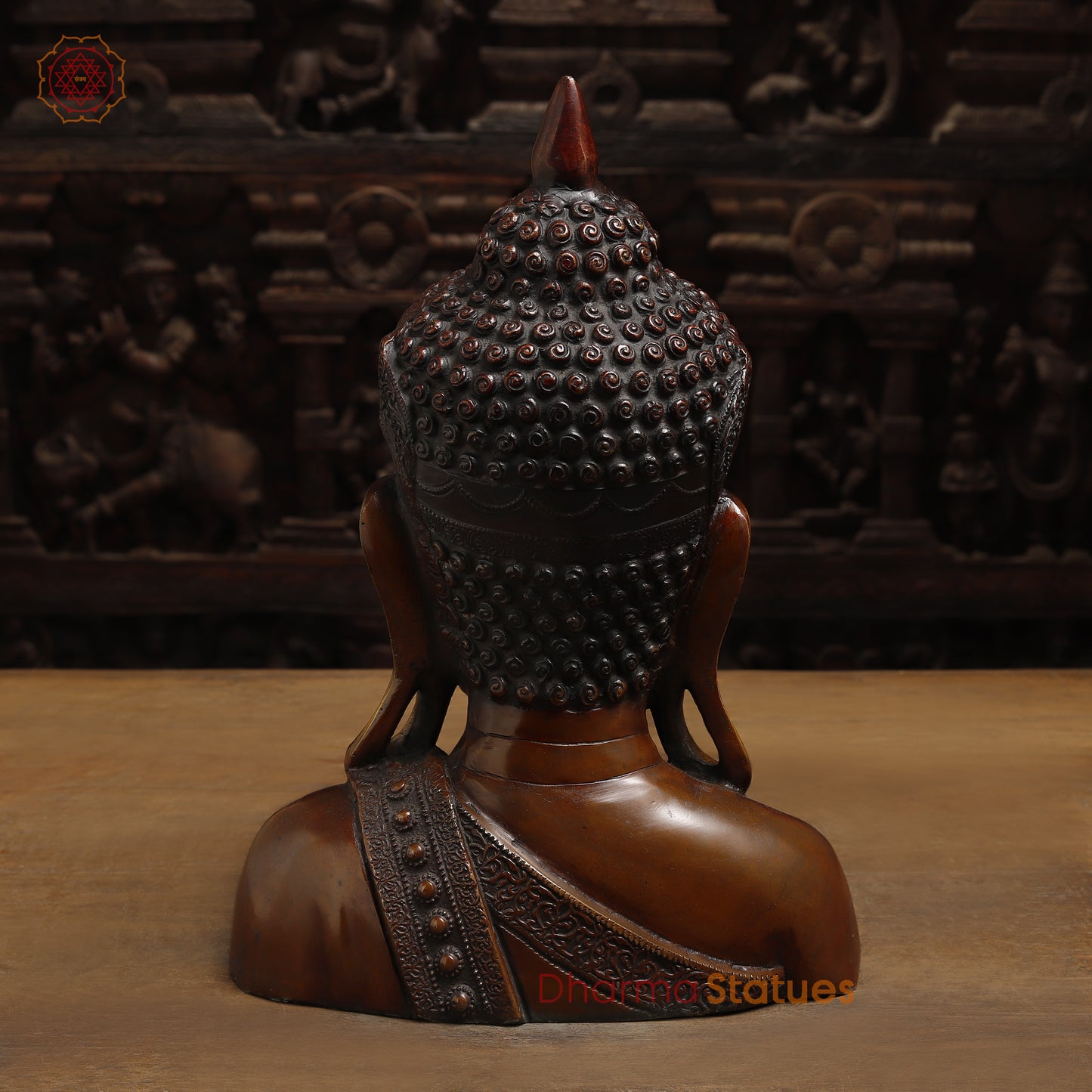Brass Buddha Statue, Golden & Copper Finish, 14"