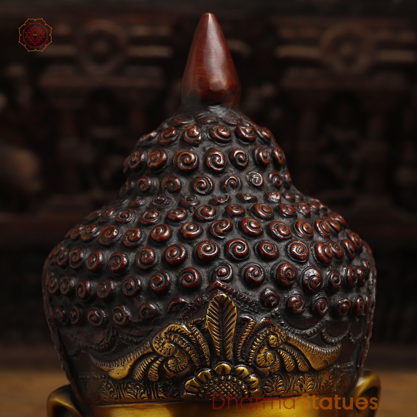 Brass Buddha Statue, Golden & Copper Finish, 14"