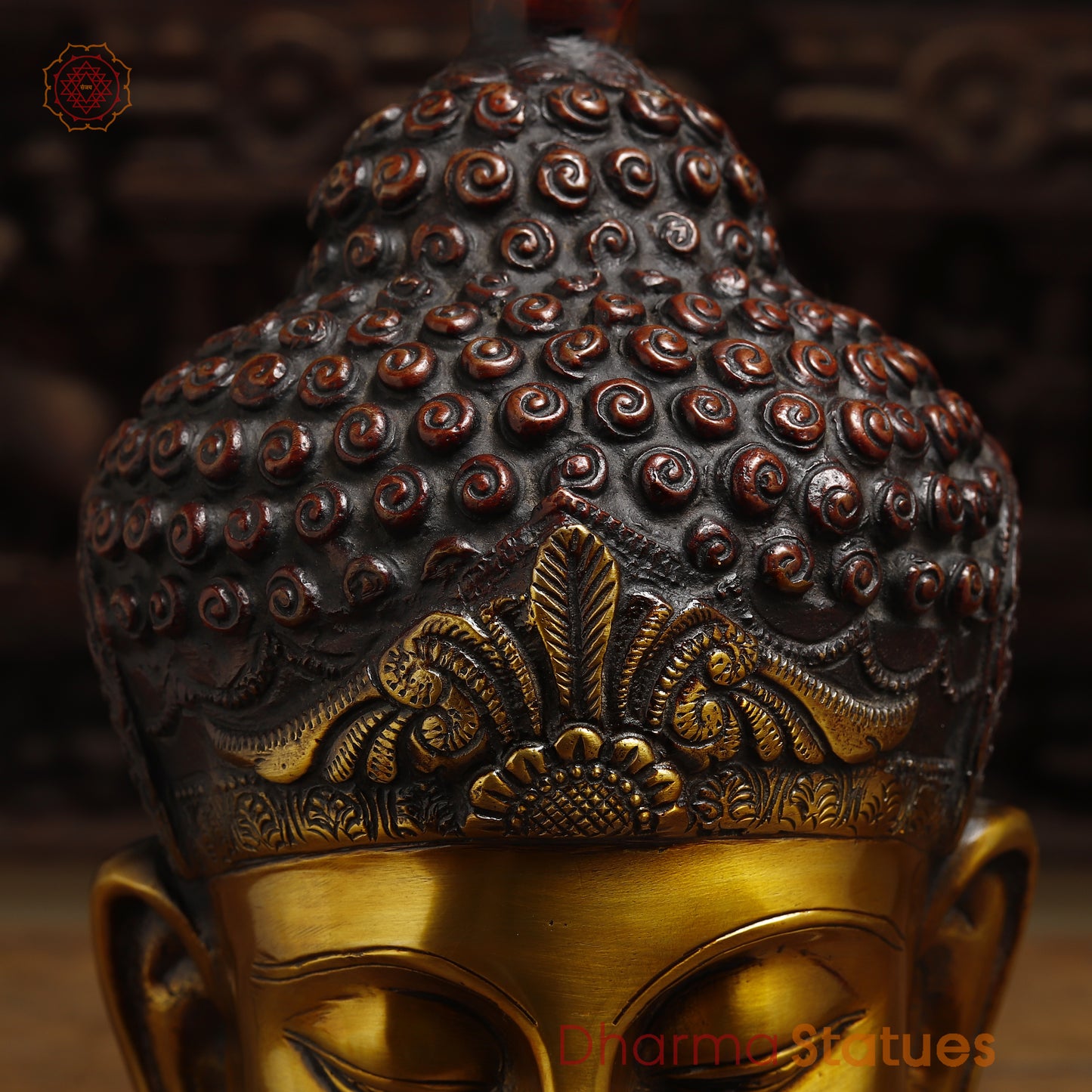 Brass Buddha Statue, Golden & Copper Finish, 14"