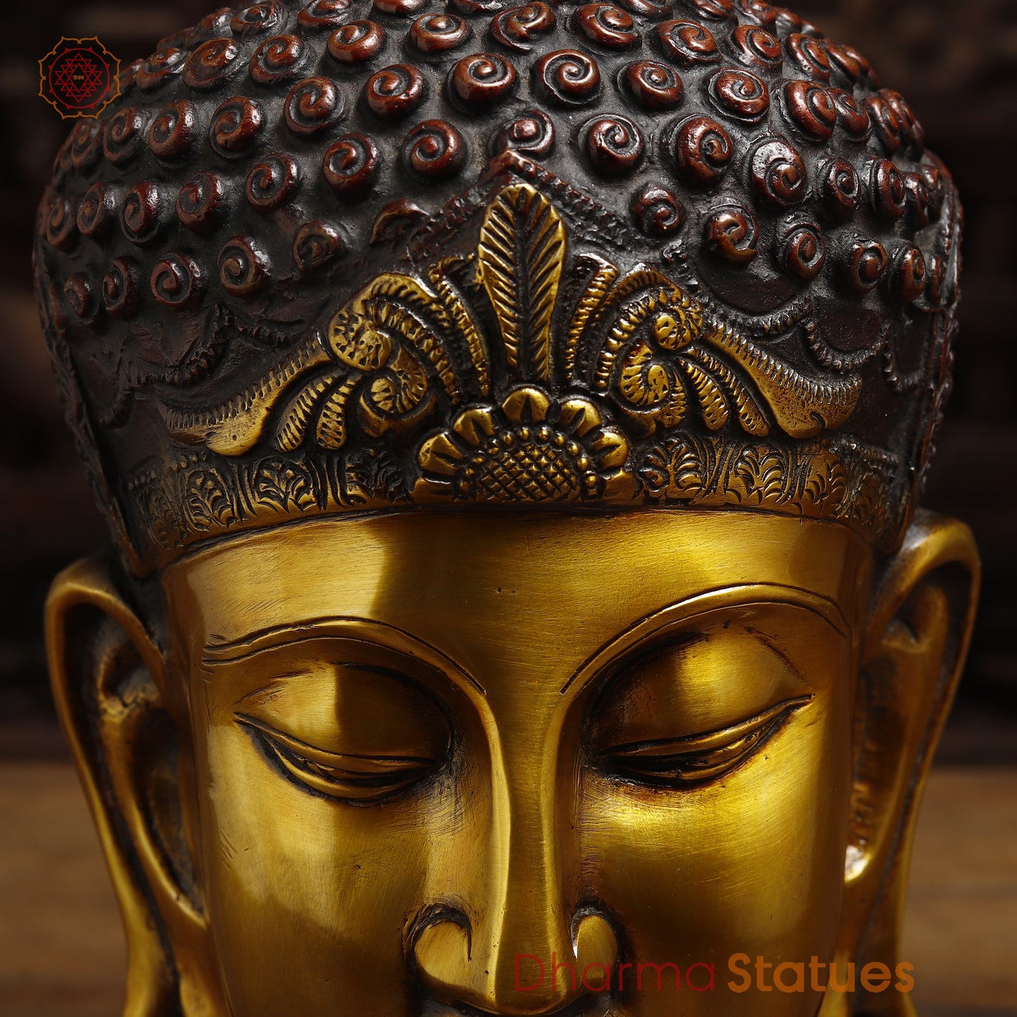 Brass Buddha Statue, Golden & Copper Finish, 14"