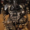 Brass Ganesh Sitting on a Lotus Flower, Black Gold, 12"