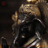 Brass Ganesh Seated on Base, Black & Gold 9"