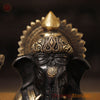 Brass Ganesh Seated on Base, Black & Gold 9"