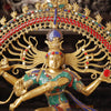 Brass Natraj Statue, Artistic Masterpiece, Fine Golden Finish with Stone Inlay 37"