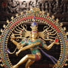 Brass Natraj Statue, Artistic Masterpiece, Fine Golden Finish with Stone Inlay 37"