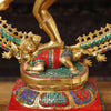 Brass Natraj Statue, Artistic Masterpiece, Fine Golden Finish with Stone Inlay 37"