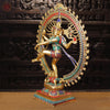 Brass Natraj Statue, Artistic Masterpiece, Fine Golden Finish with Stone Inlay 37"